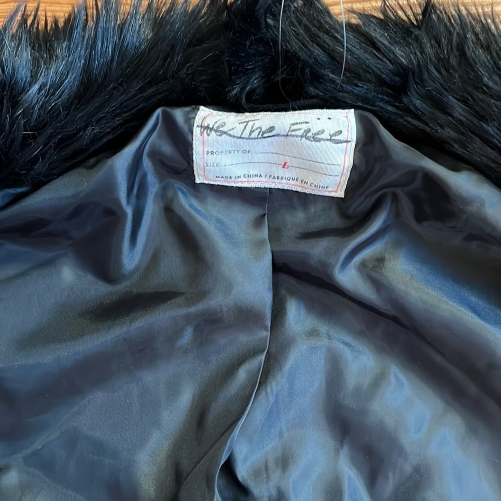 Free People- All Night Faux Fur Jacket Size Large NWT - Picture 11 of 15